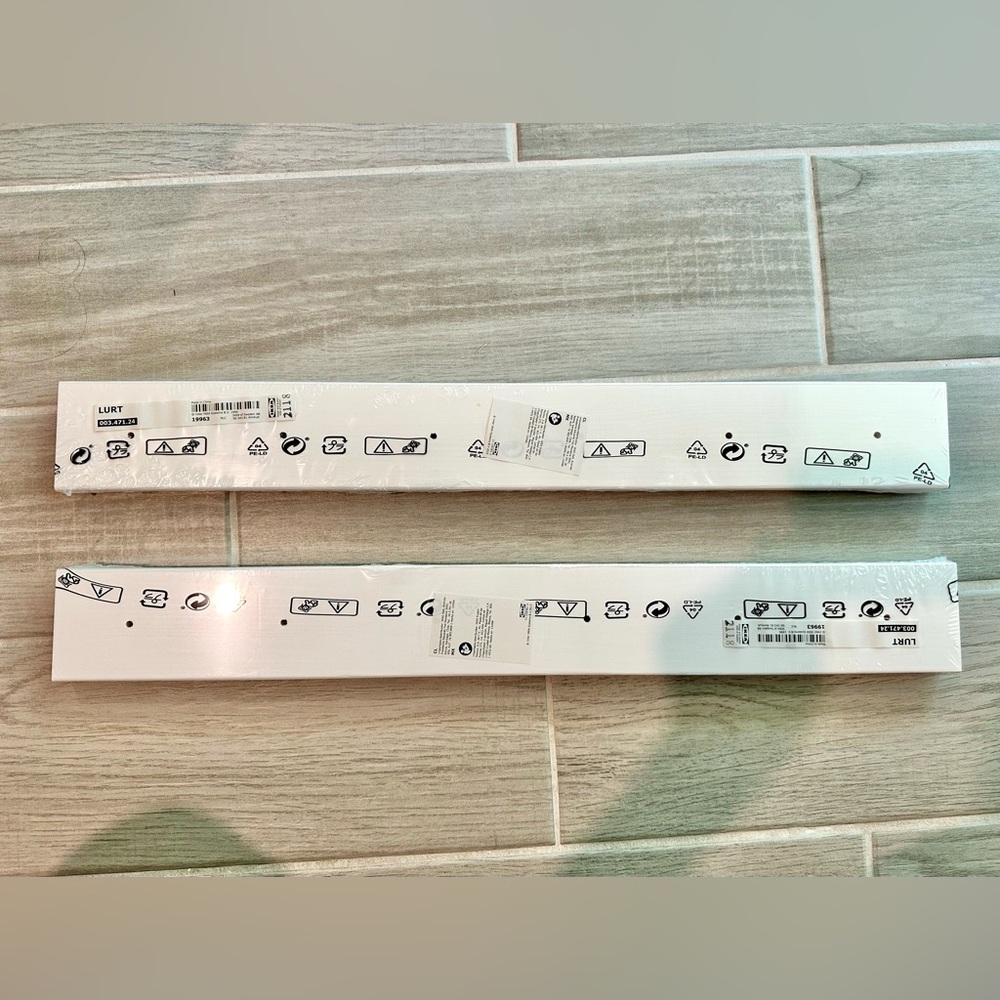 2 - White IKEA Lurt Wall rack base (knobs/hooks not included)